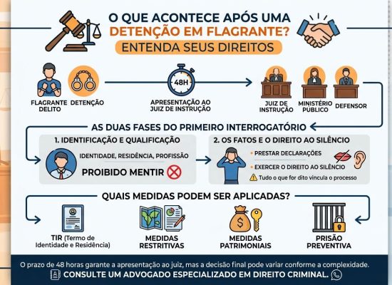 Saiba o que acontece após detenção em flagrante em Portugal, seus direitos, interrogatório judicial e possíveis medidas de coação no processo penal.
